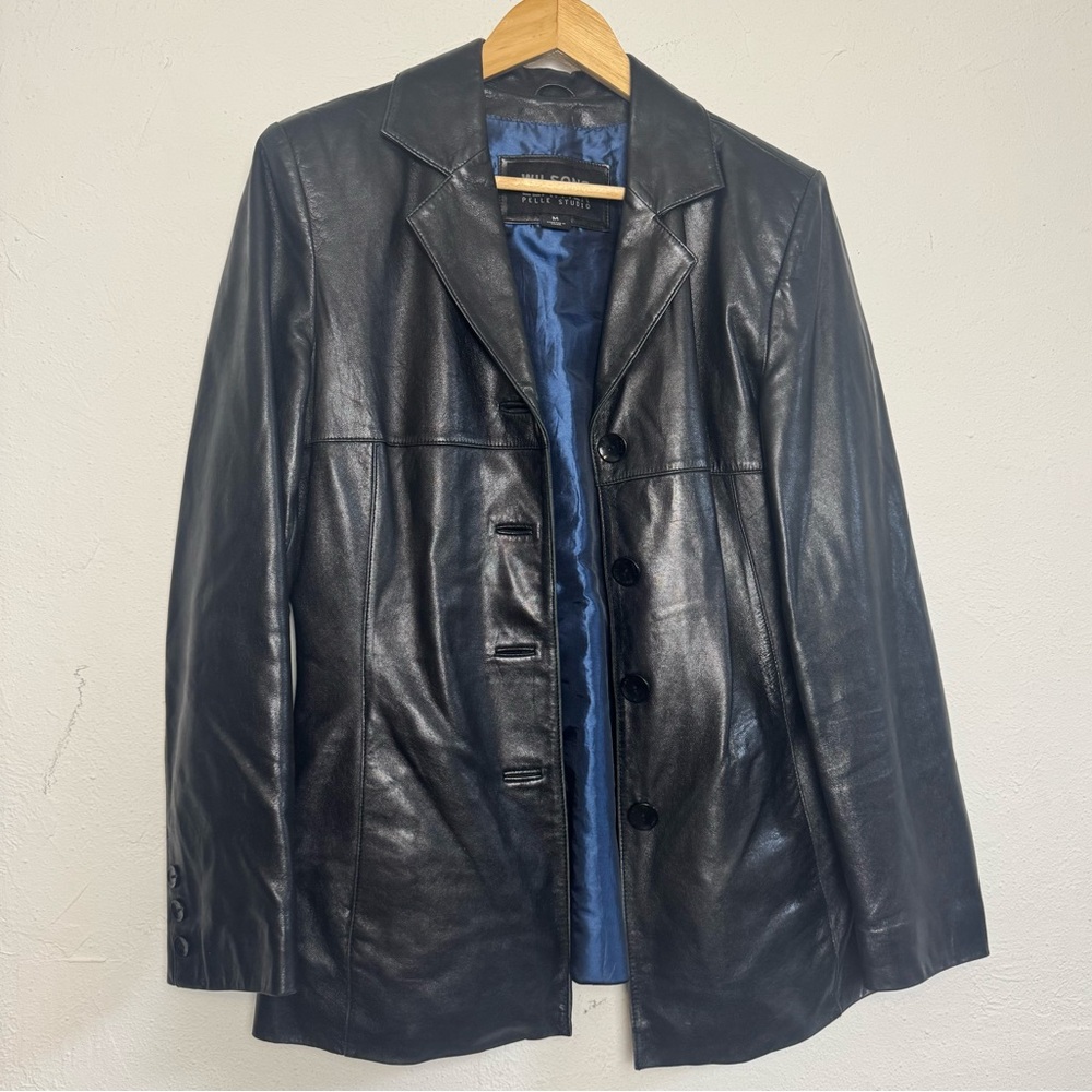 Wilson’s Super Soft Black Leather Jacket Coat